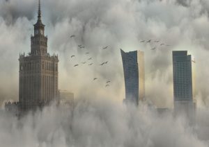 Mglista panorama Warszawy